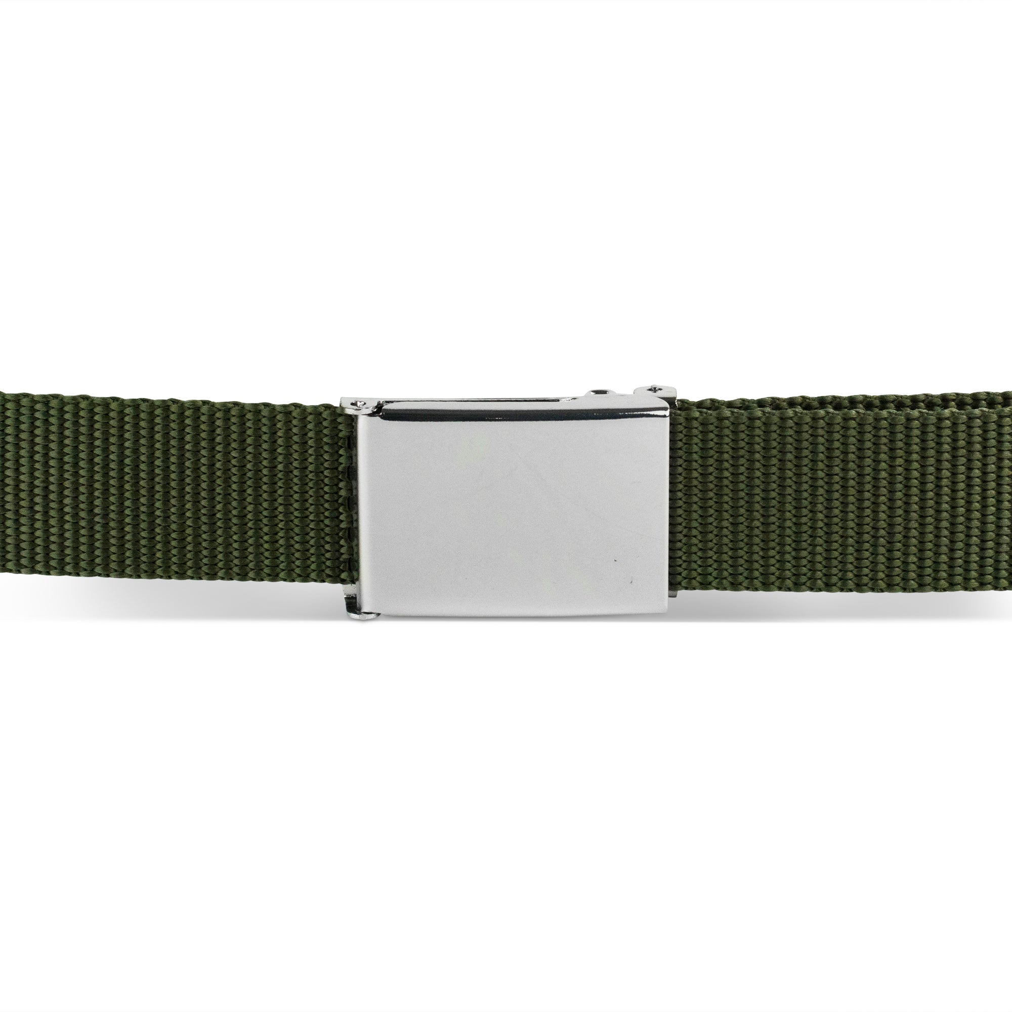 Web Belt Blank Chrome Buckle - Olive Webbing