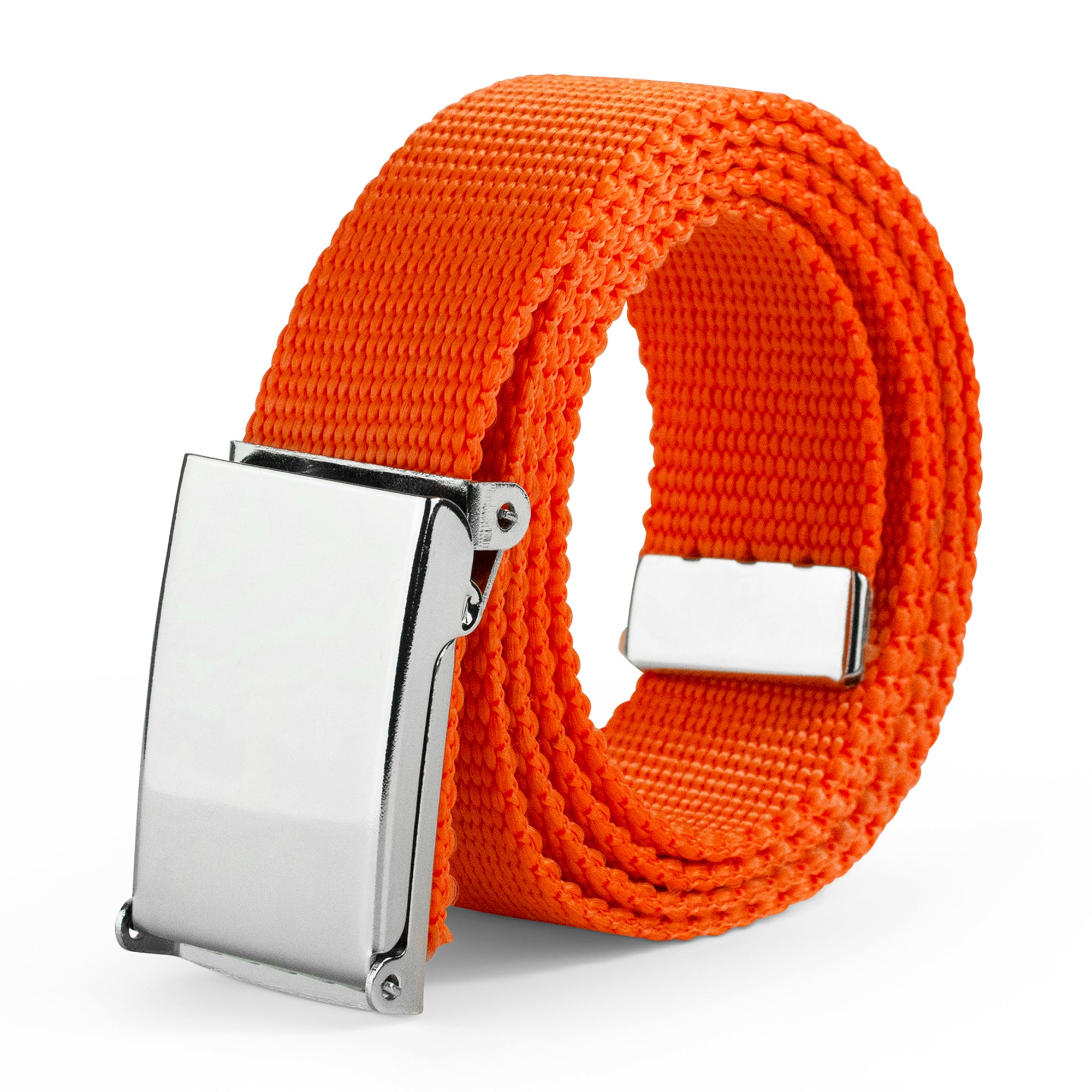 Web Belt Blank Chrome Buckle - Orange Webbing