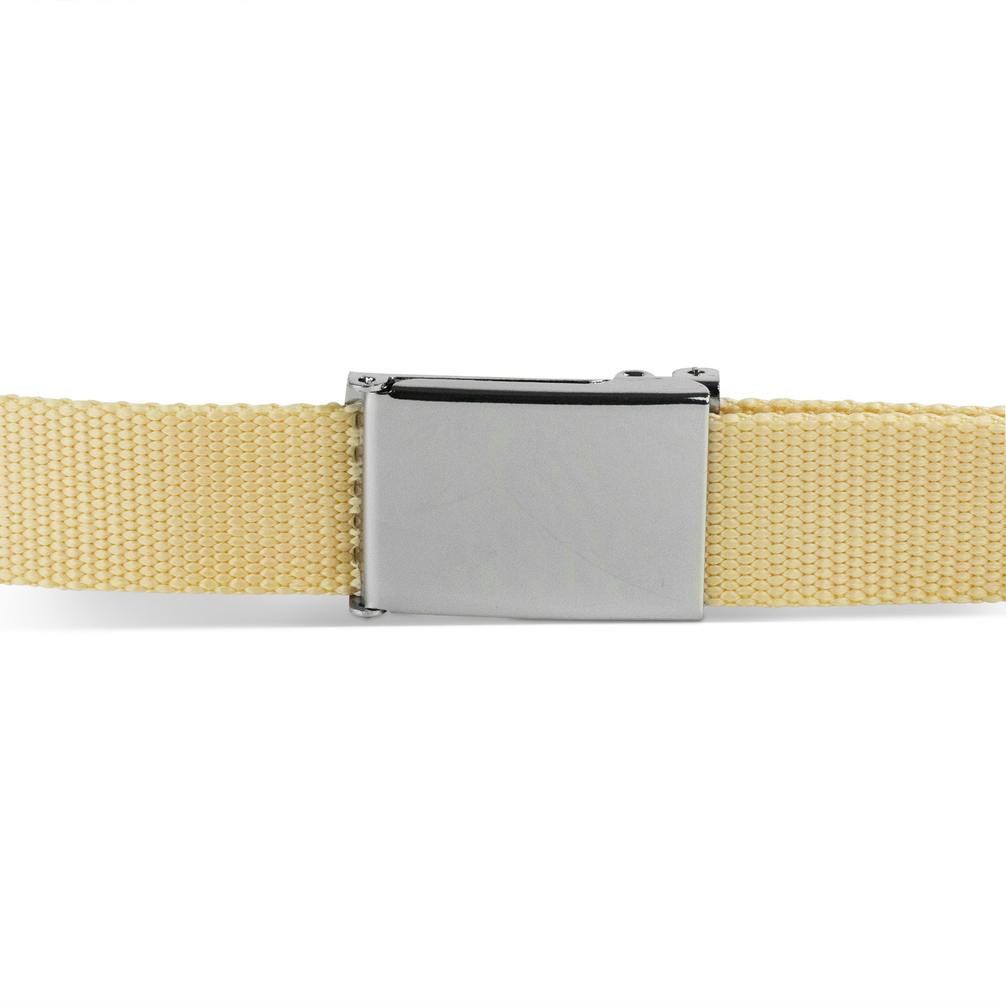 Web Belt Blank Chrome Buckle - Tan Webbing