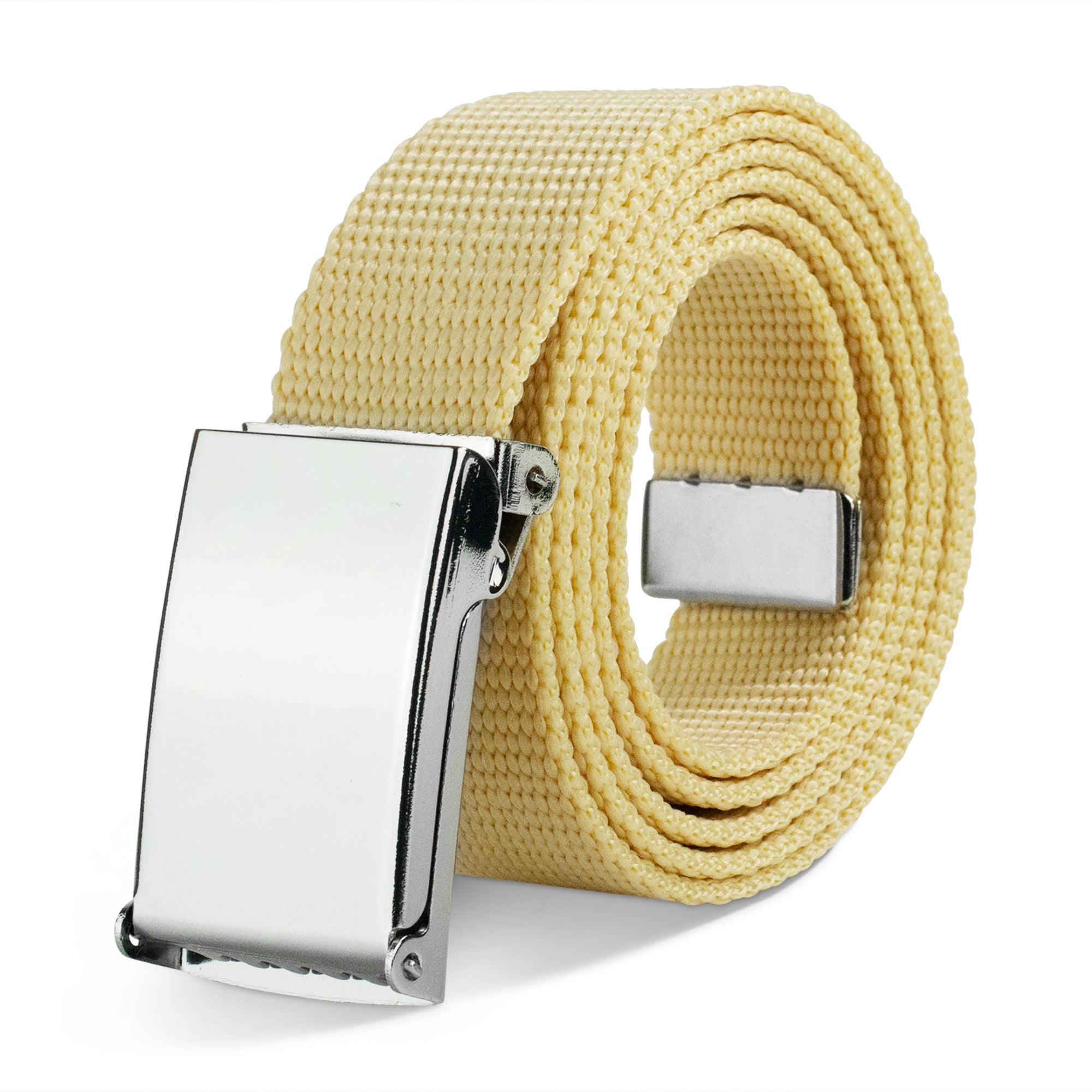 Web Belt Blank Chrome Buckle - Tan Webbing