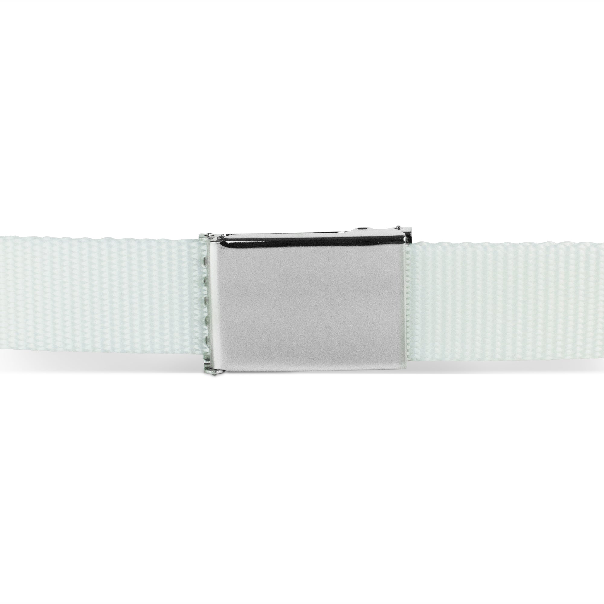 Web Belt Blank Chrome Buckle - White Webbing