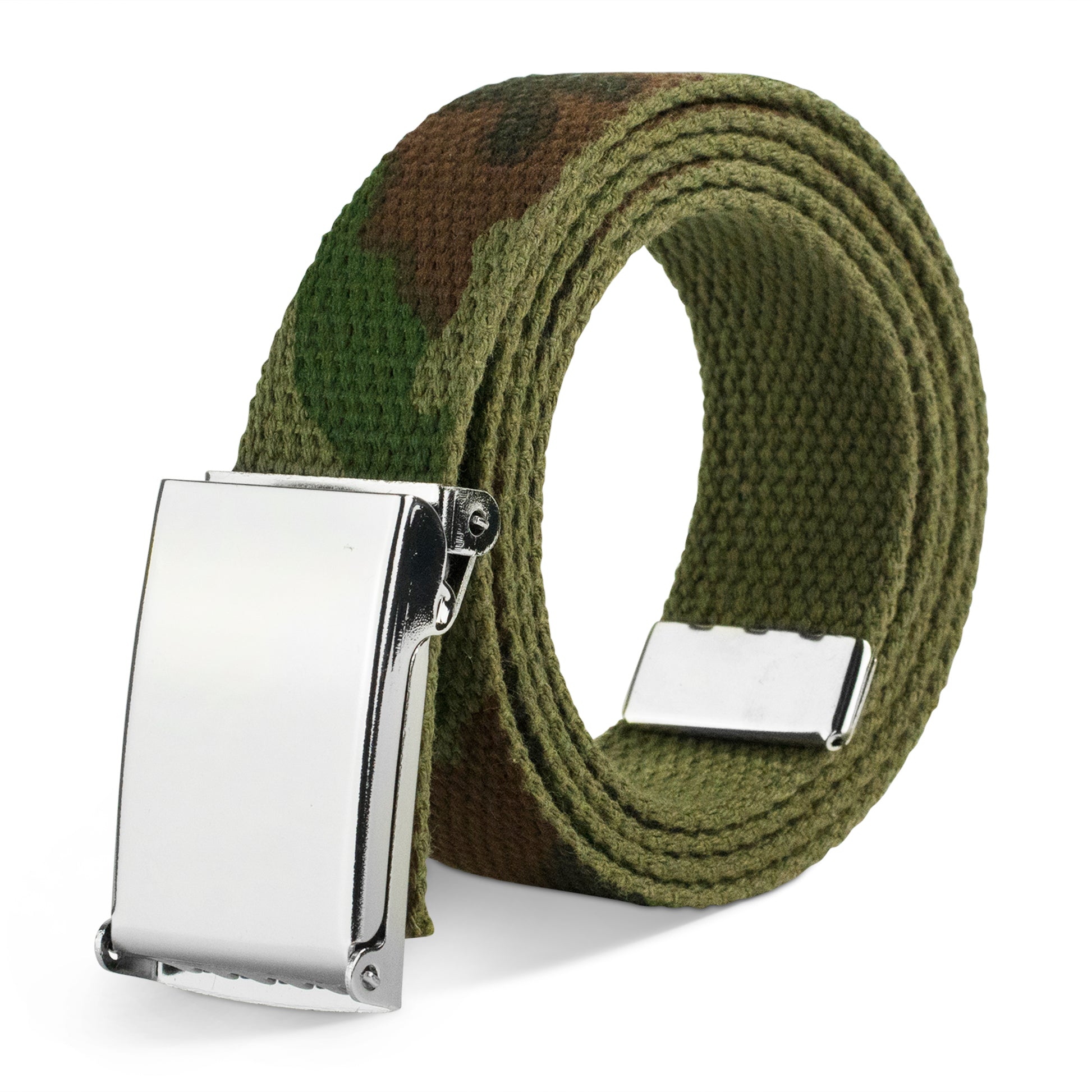 Web Belt Blank Chrome Buckle - Cotton Camo Olive Webbing Web Belts Buckle-Down