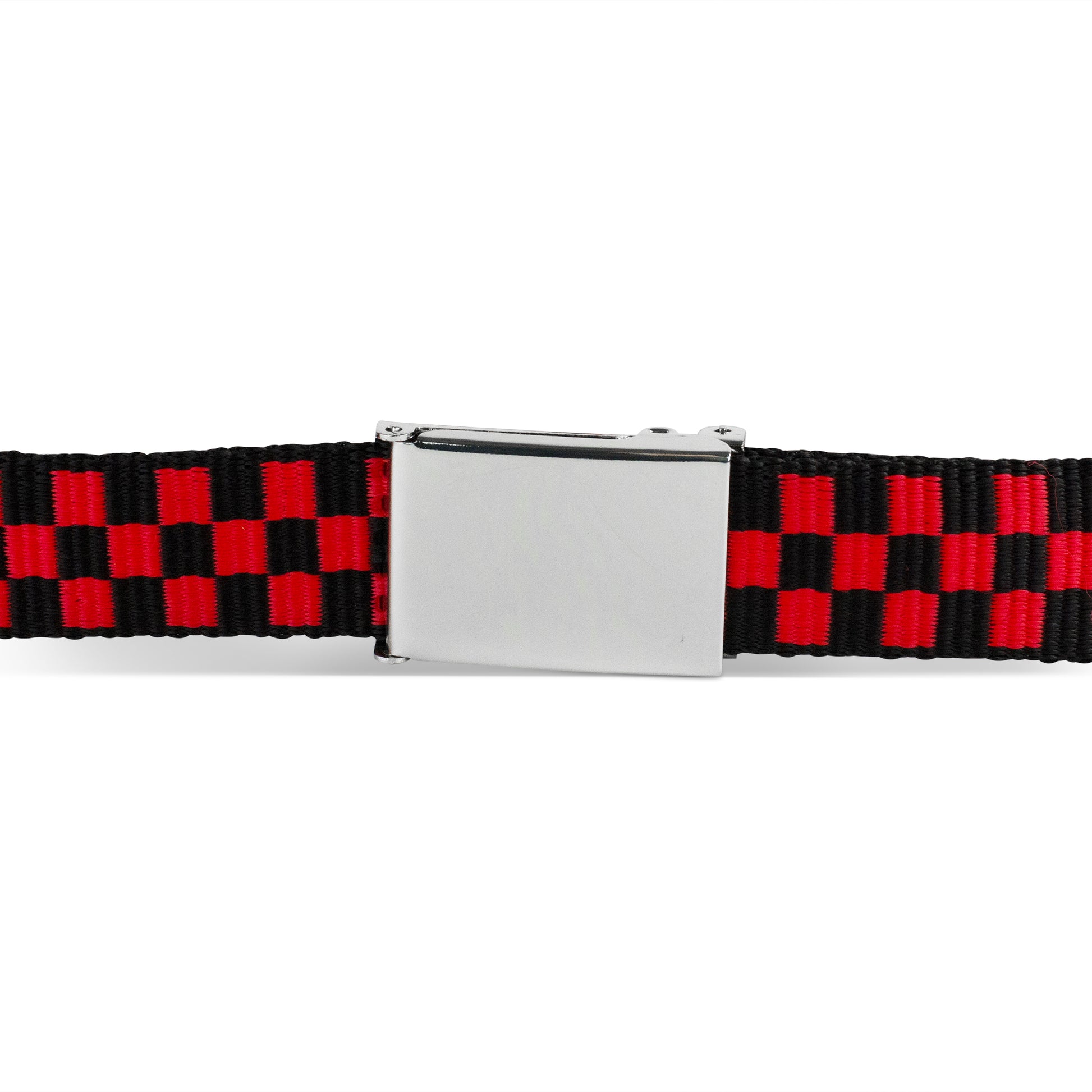 Web Belt Blank Chrome Buckle - Checker Black/Red Webbing Web Belts Buckle-Down