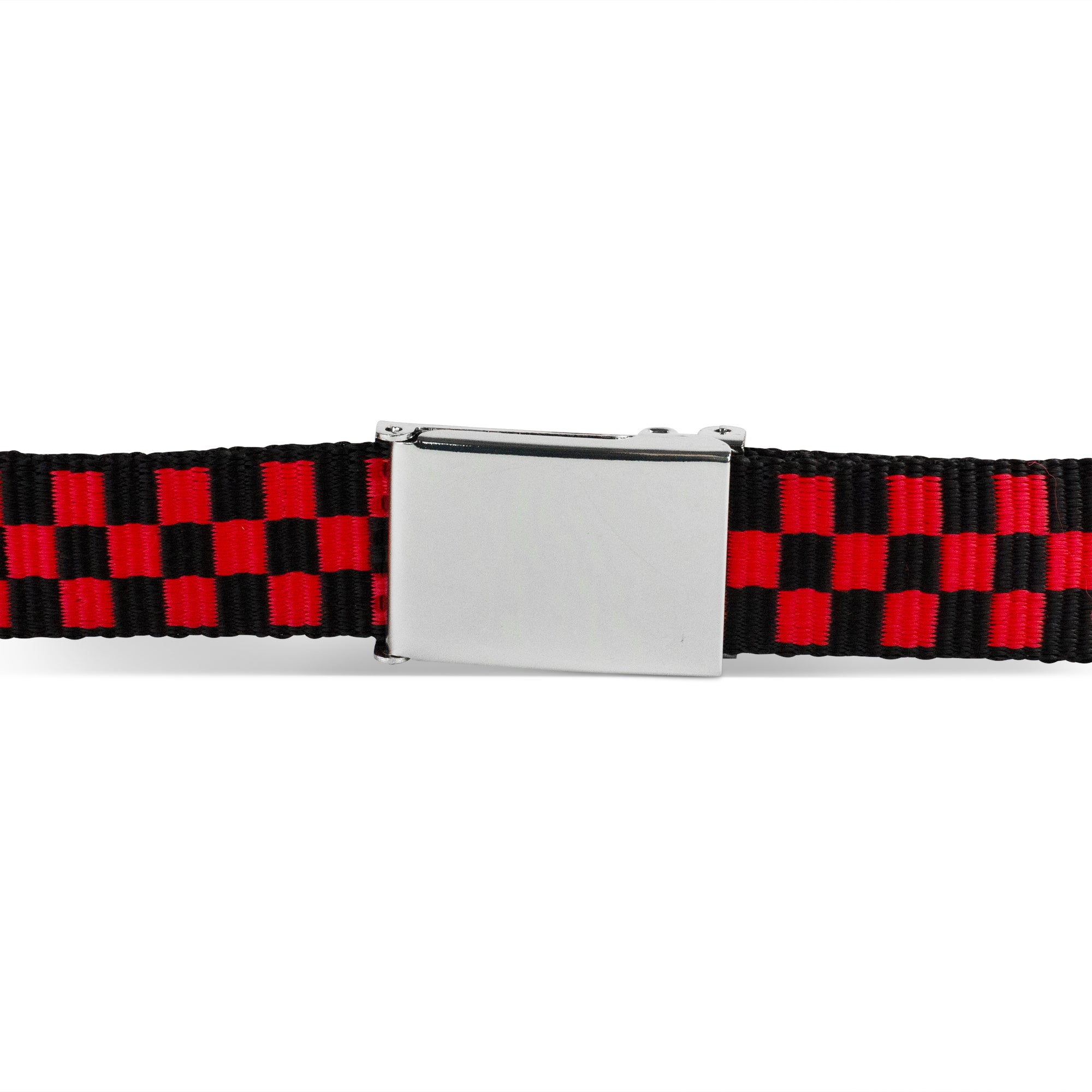 Web Belt Blank Chrome Buckle - Checker Black/Red Webbing Web Belts Buckle-Down