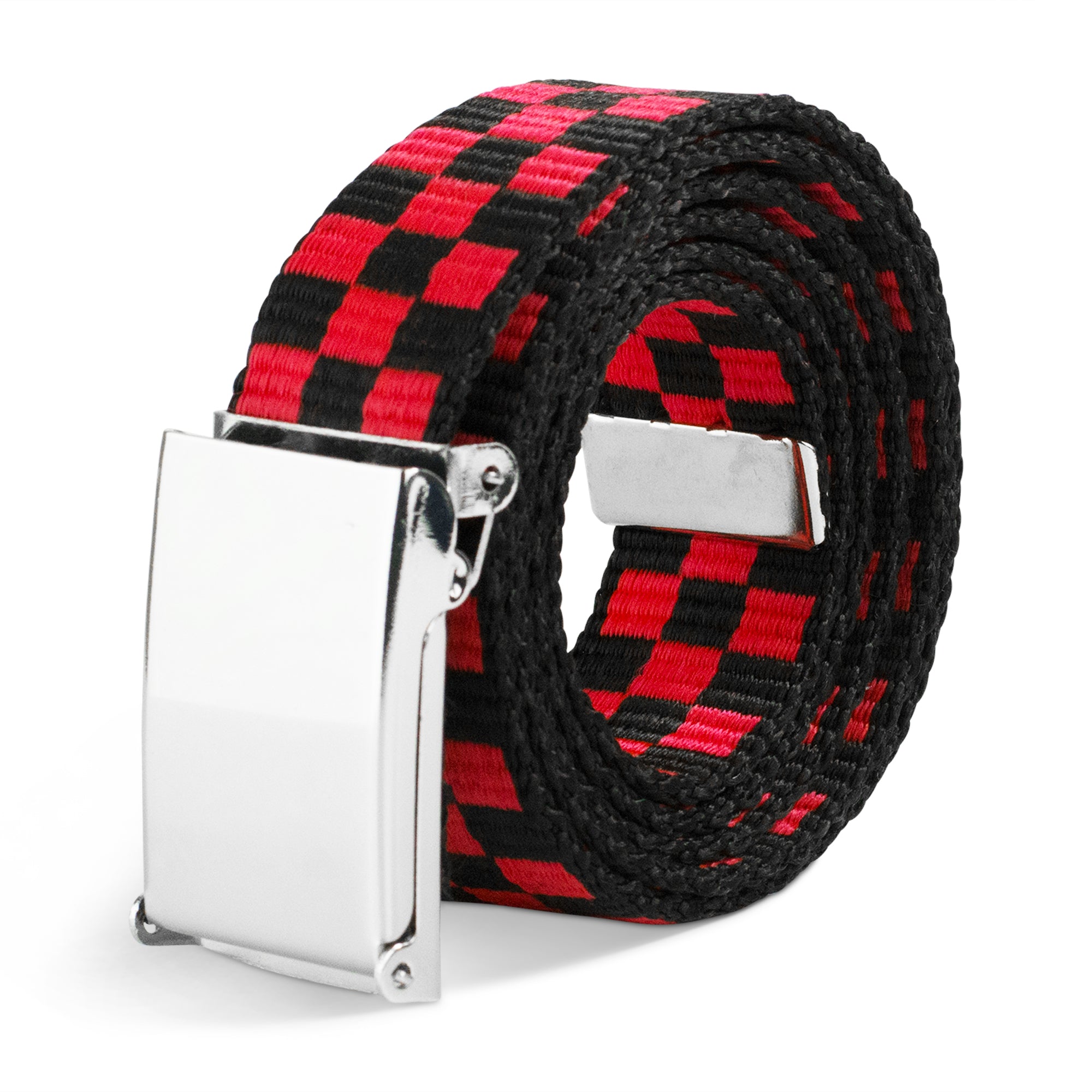 Web Belt Blank Chrome Buckle - Checker Black/Red Webbing Web Belts Buckle-Down