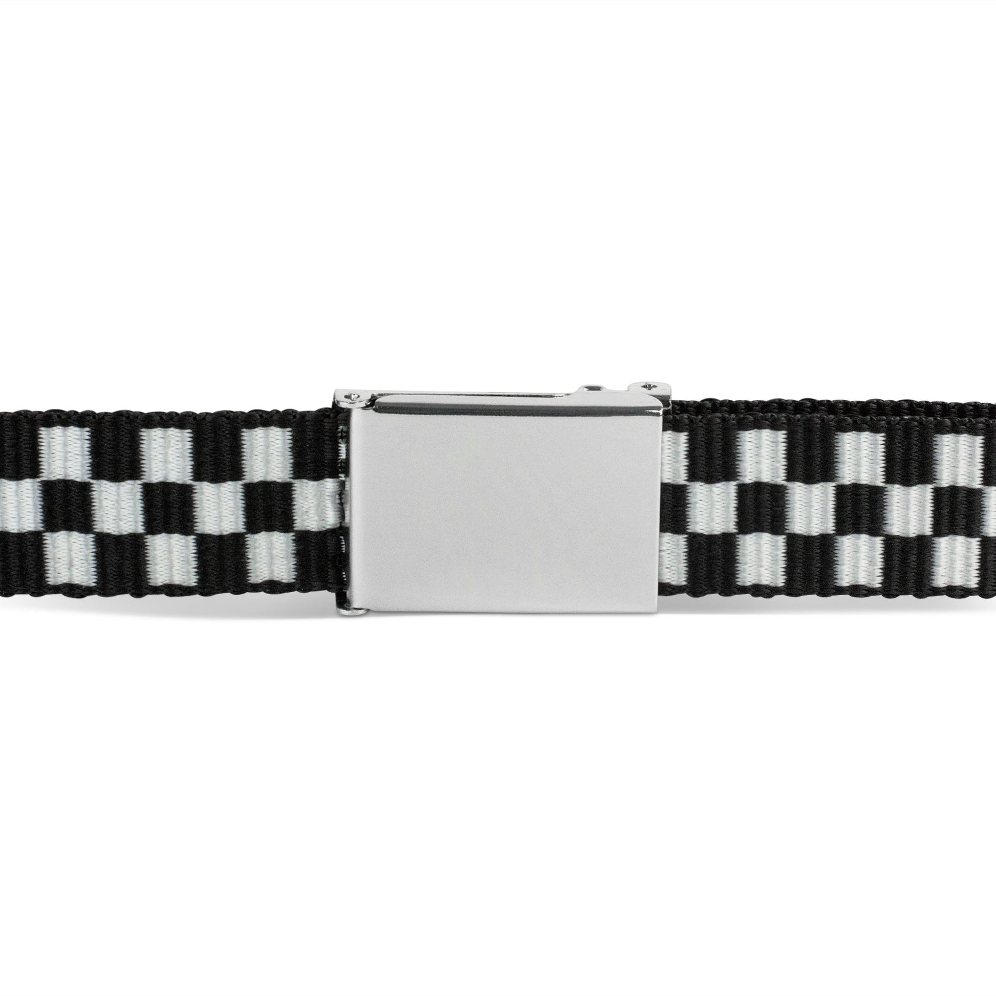 Web Belt Blank Chrome Buckle - Checker Black/White Webbing Web Belts Buckle-Down