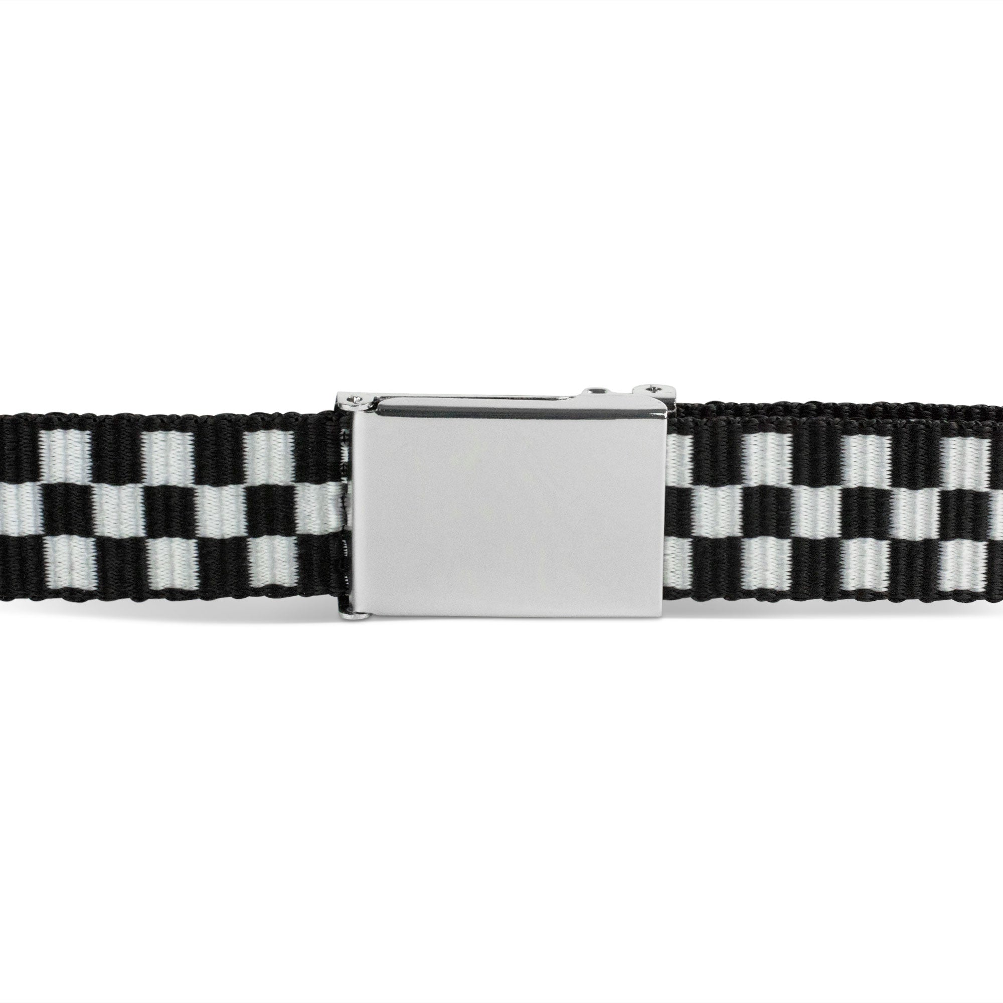 Web Belt Blank Chrome Buckle - Checker Black/White Webbing Web Belts Buckle-Down
