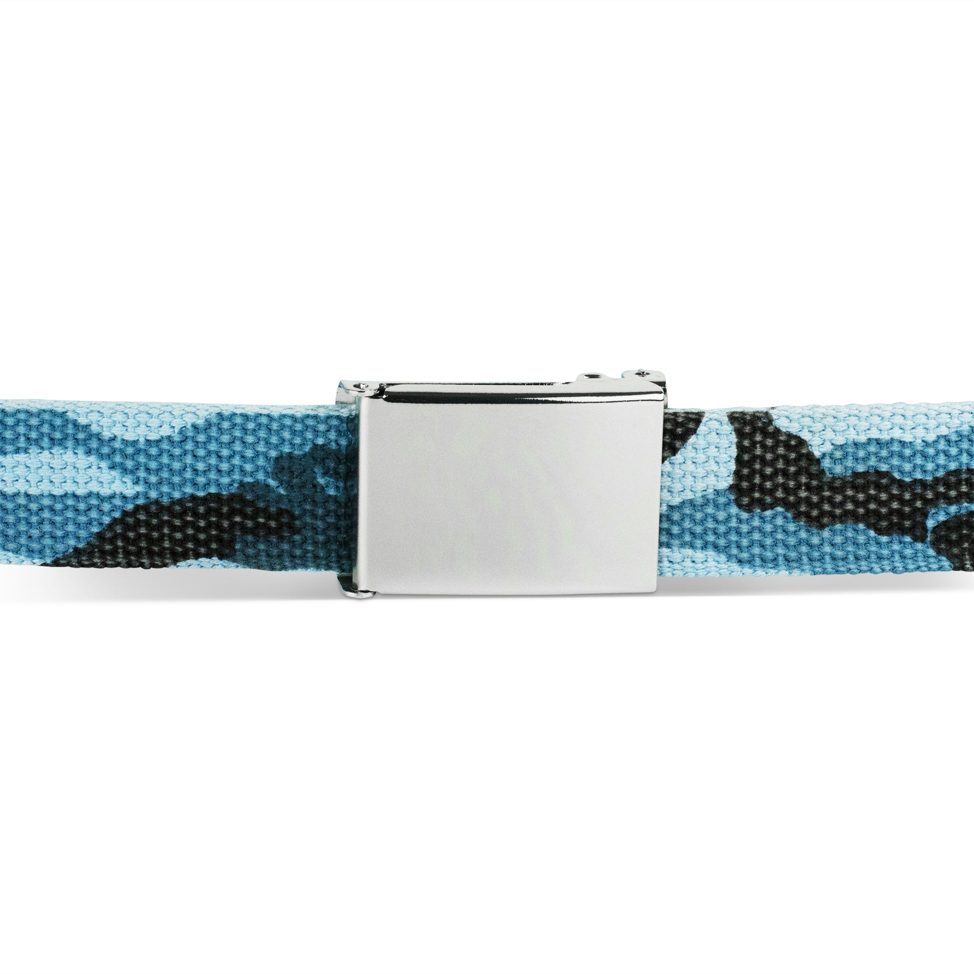 Web Belt Blank Chrome Buckle - Cotton Camo Blue Webbing Web Belts Buckle-Down