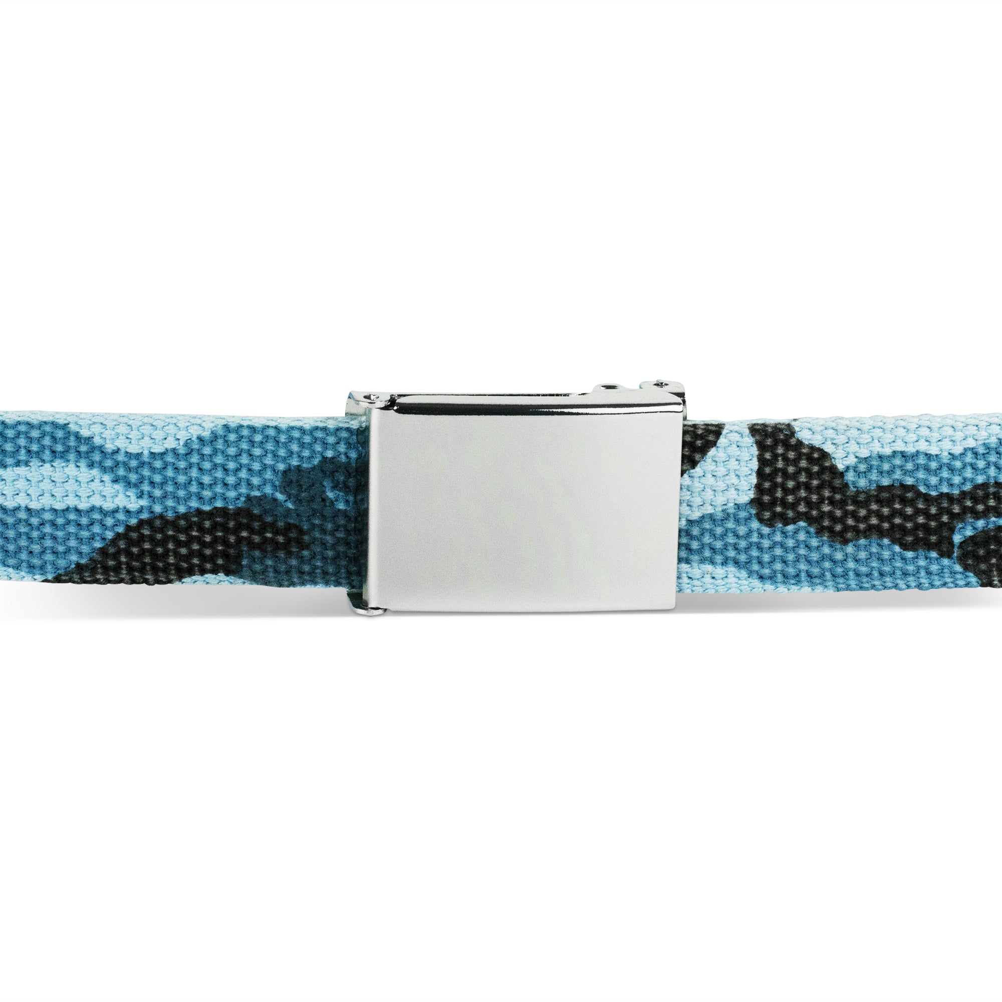 Web Belt Blank Chrome Buckle - Cotton Camo Blue Webbing Web Belts Buckle-Down