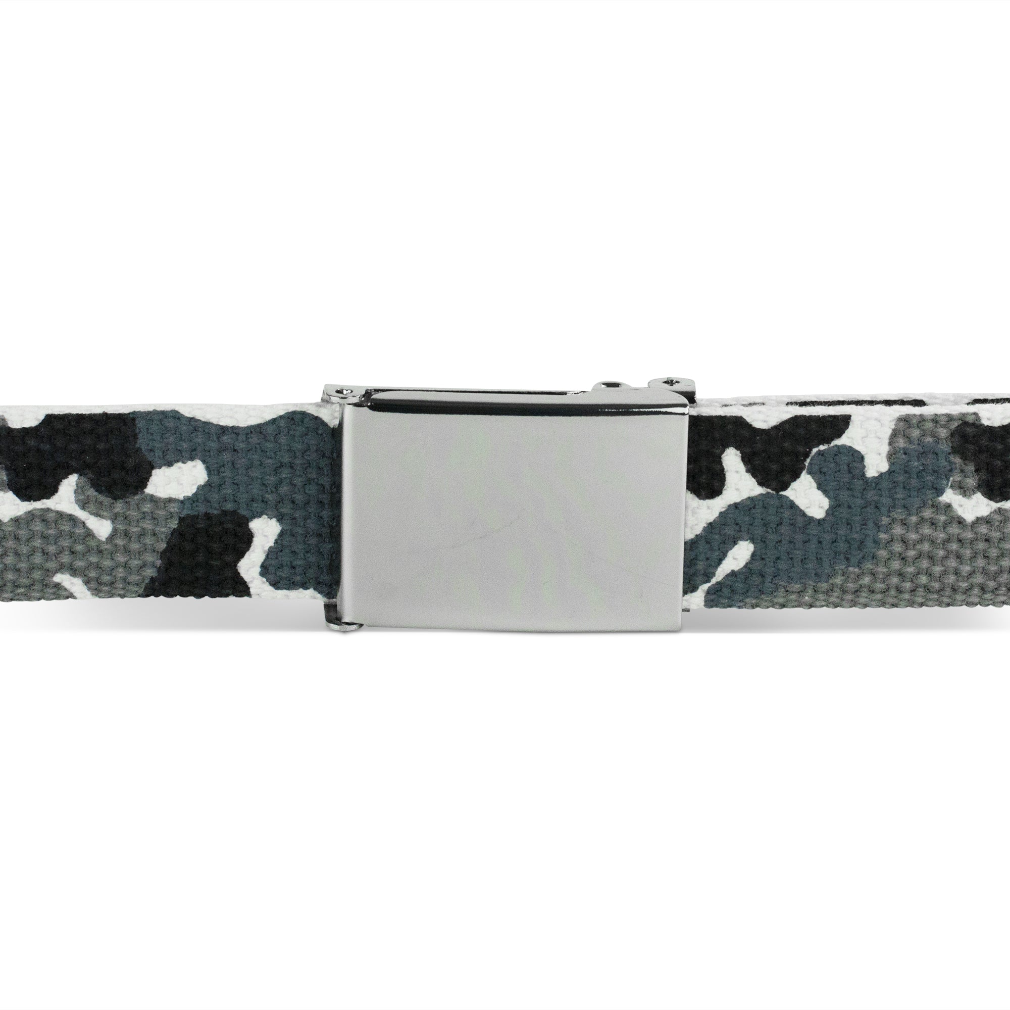 Web Belt Blank Chrome Buckle - Cotton Camo White Webbing Web Belts Buckle-Down