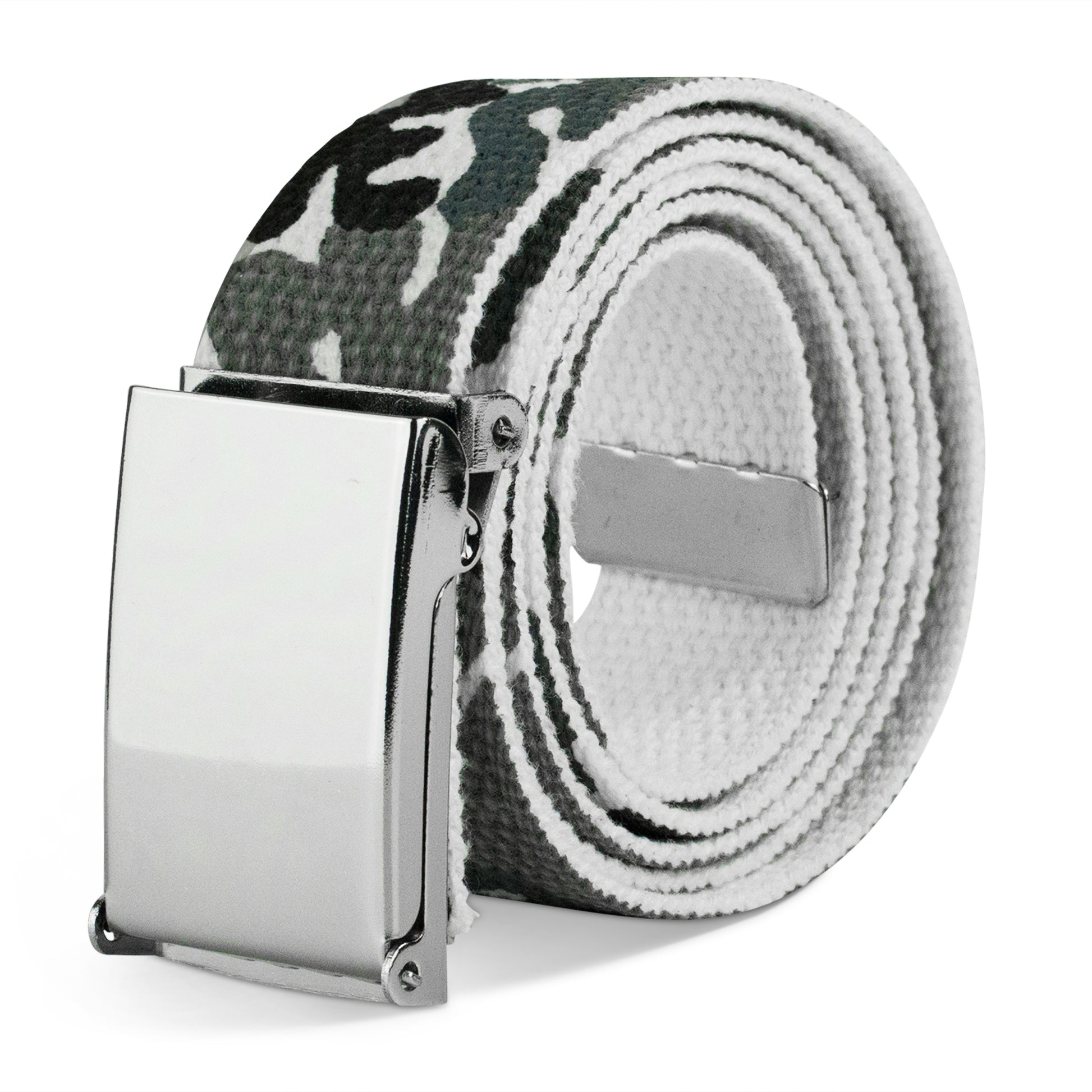 Web Belt Blank Chrome Buckle - Cotton Camo White Webbing Web Belts Buckle-Down