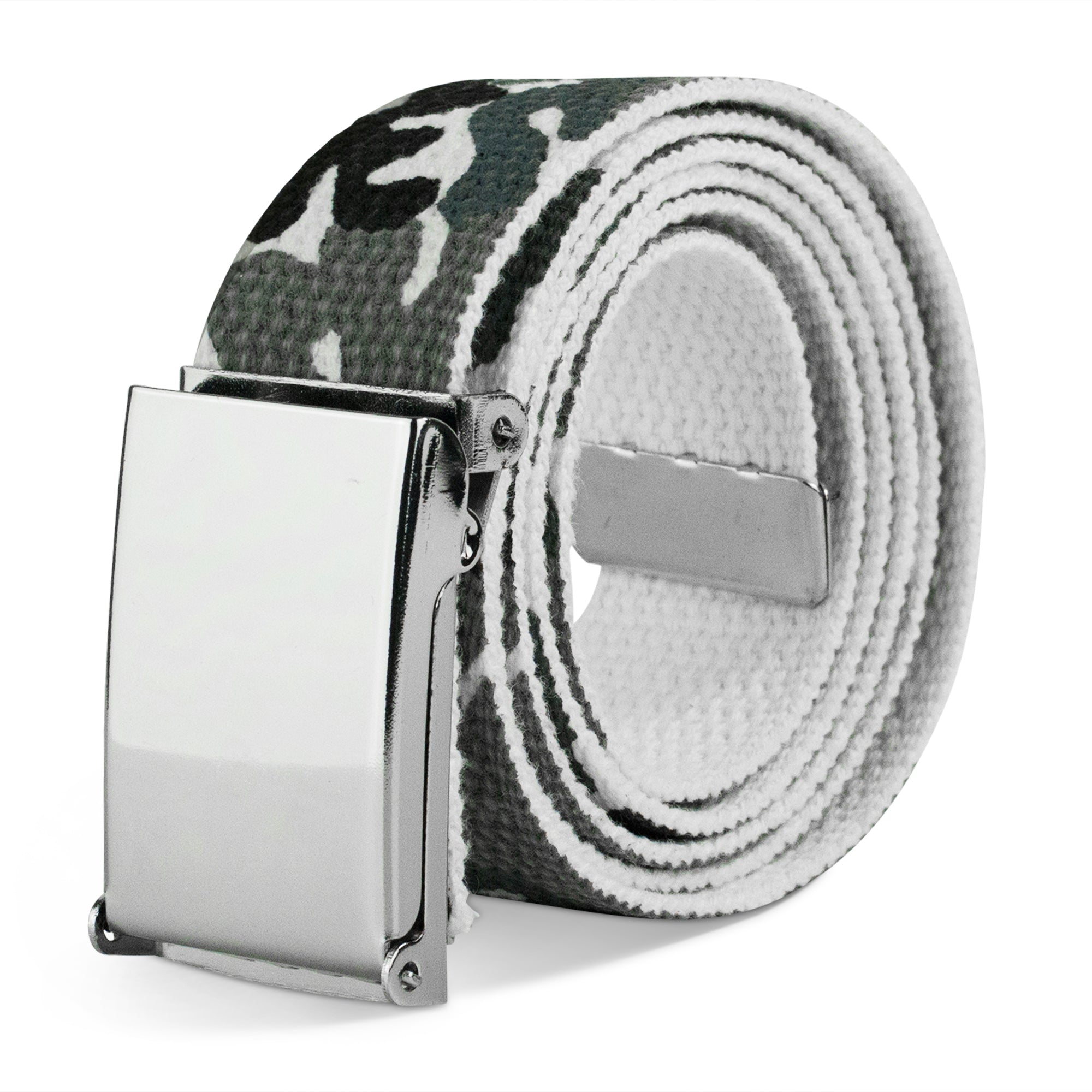 Web Belt Blank Chrome Buckle - Cotton Camo White Webbing Web Belts Buckle-Down