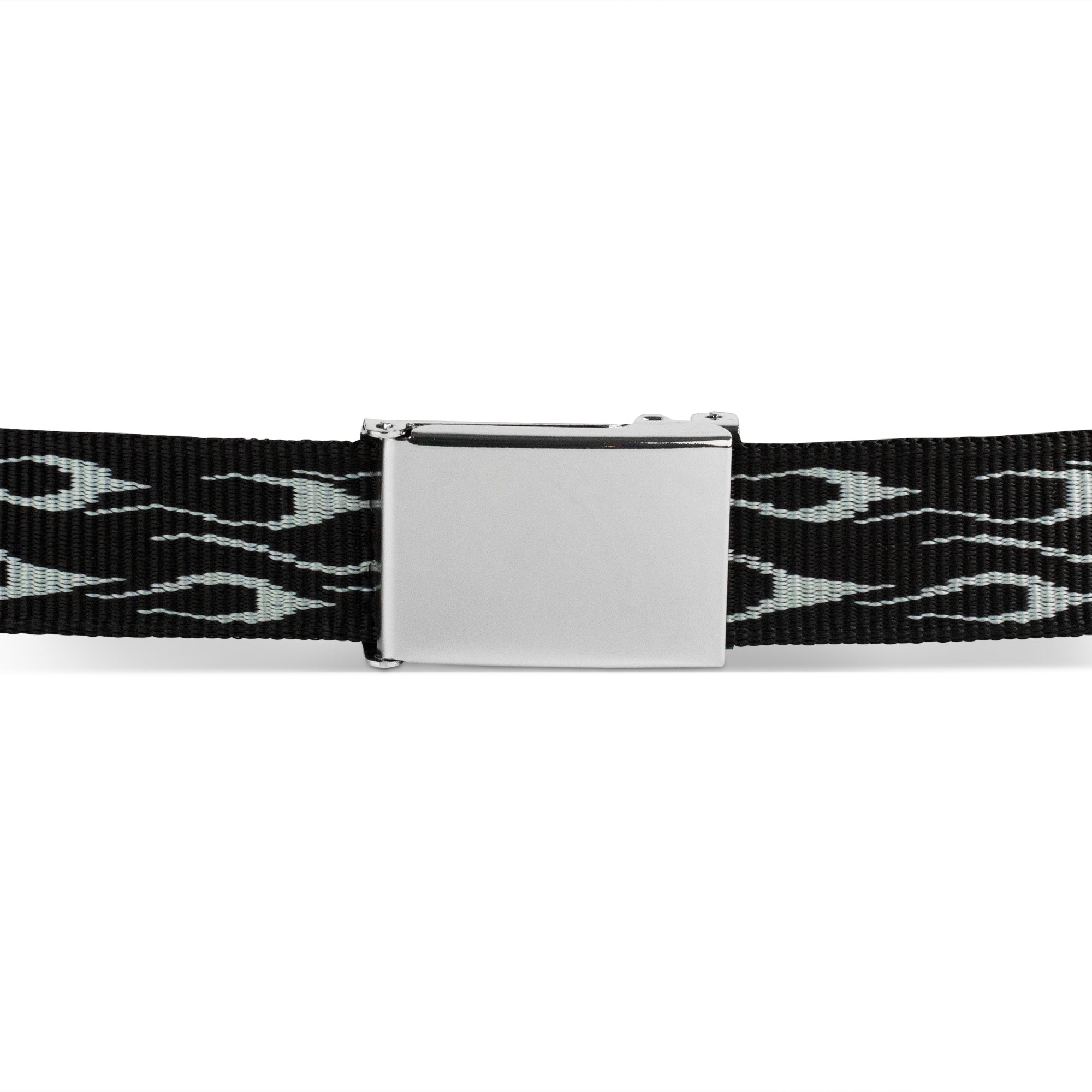 Web Belt Blank Chrome Buckle - Flame Silver Webbing
