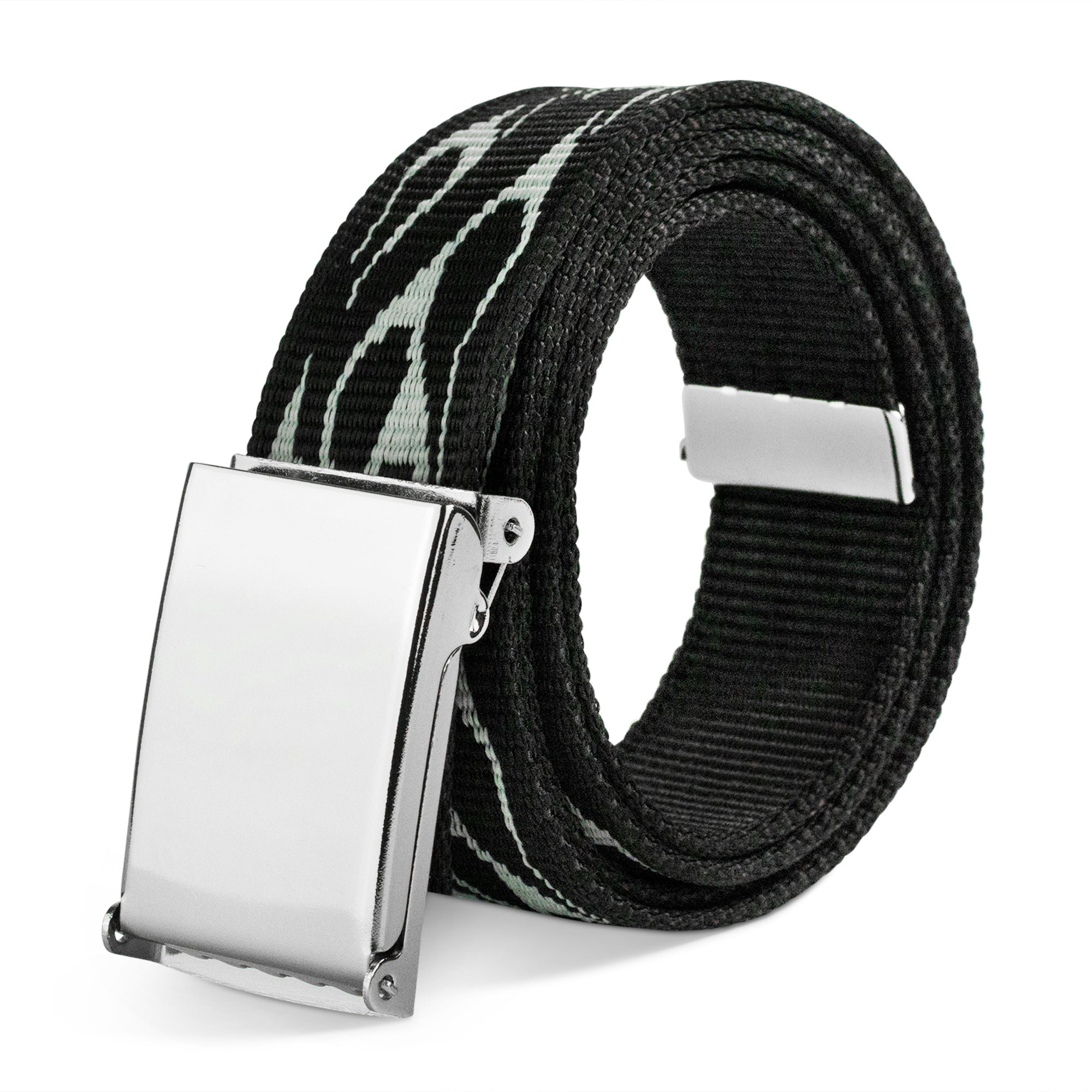 Web Belt Blank Chrome Buckle - Flame Silver Webbing
