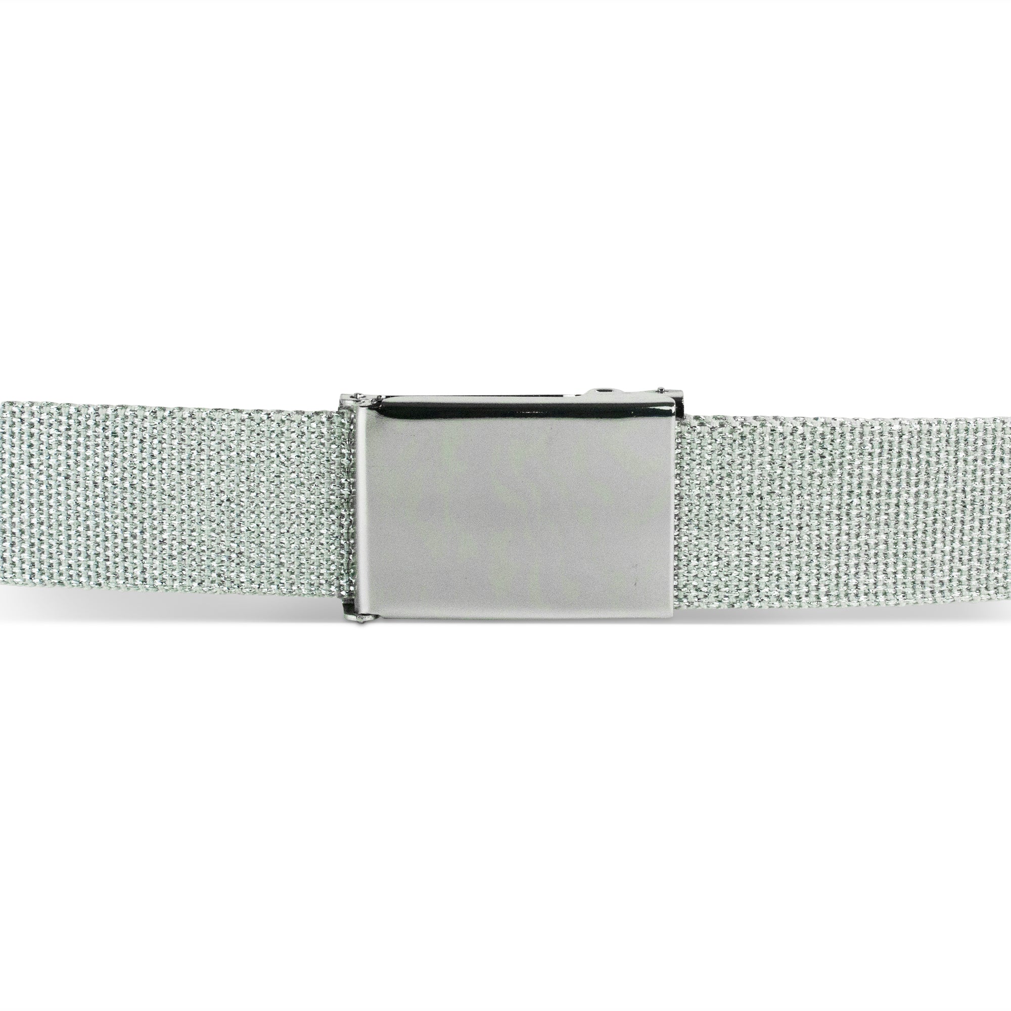 Web Belt Blank Chrome Buckle - Metallic Silver Webbing