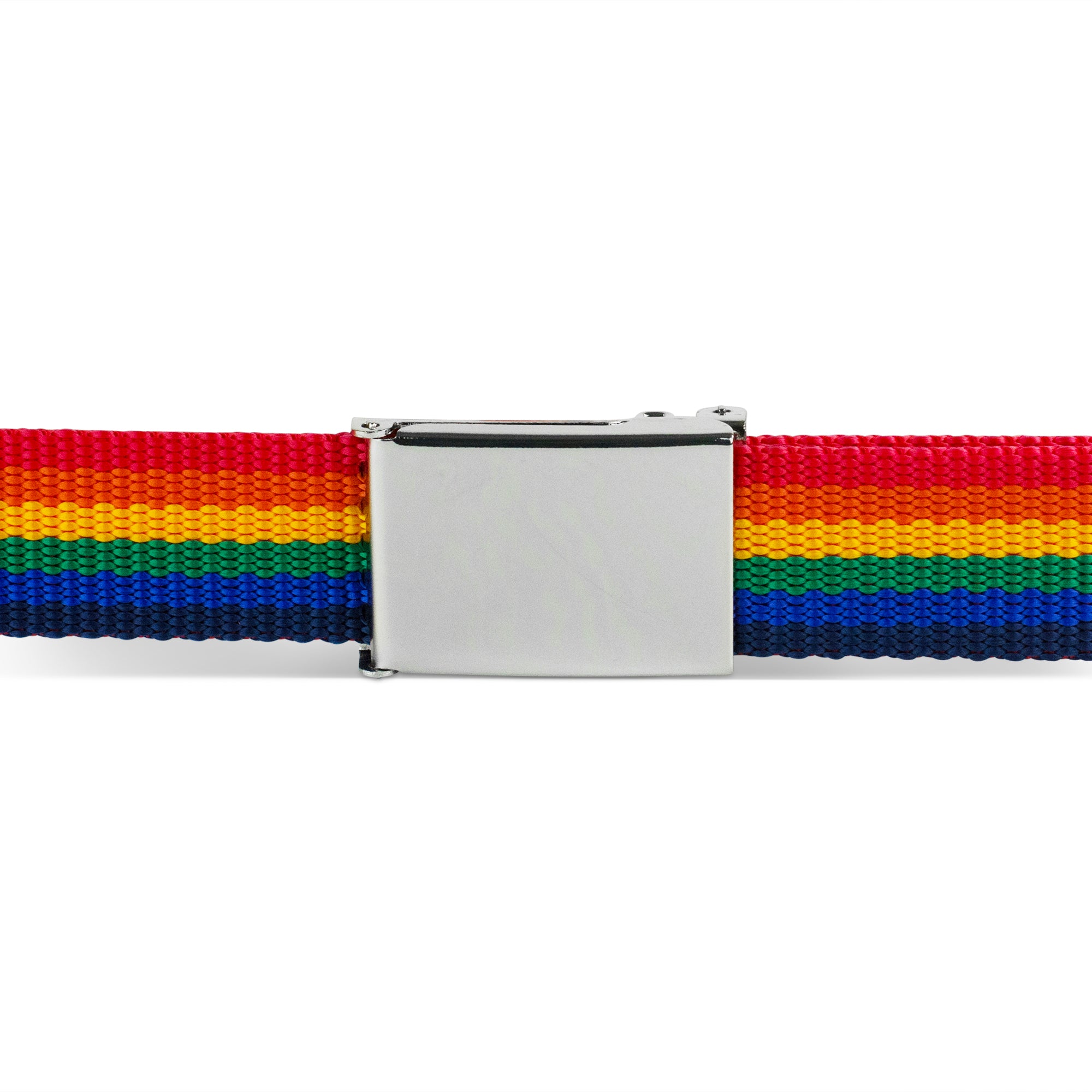 Web Belt Blank Chrome Buckle - Rainbow Webbing