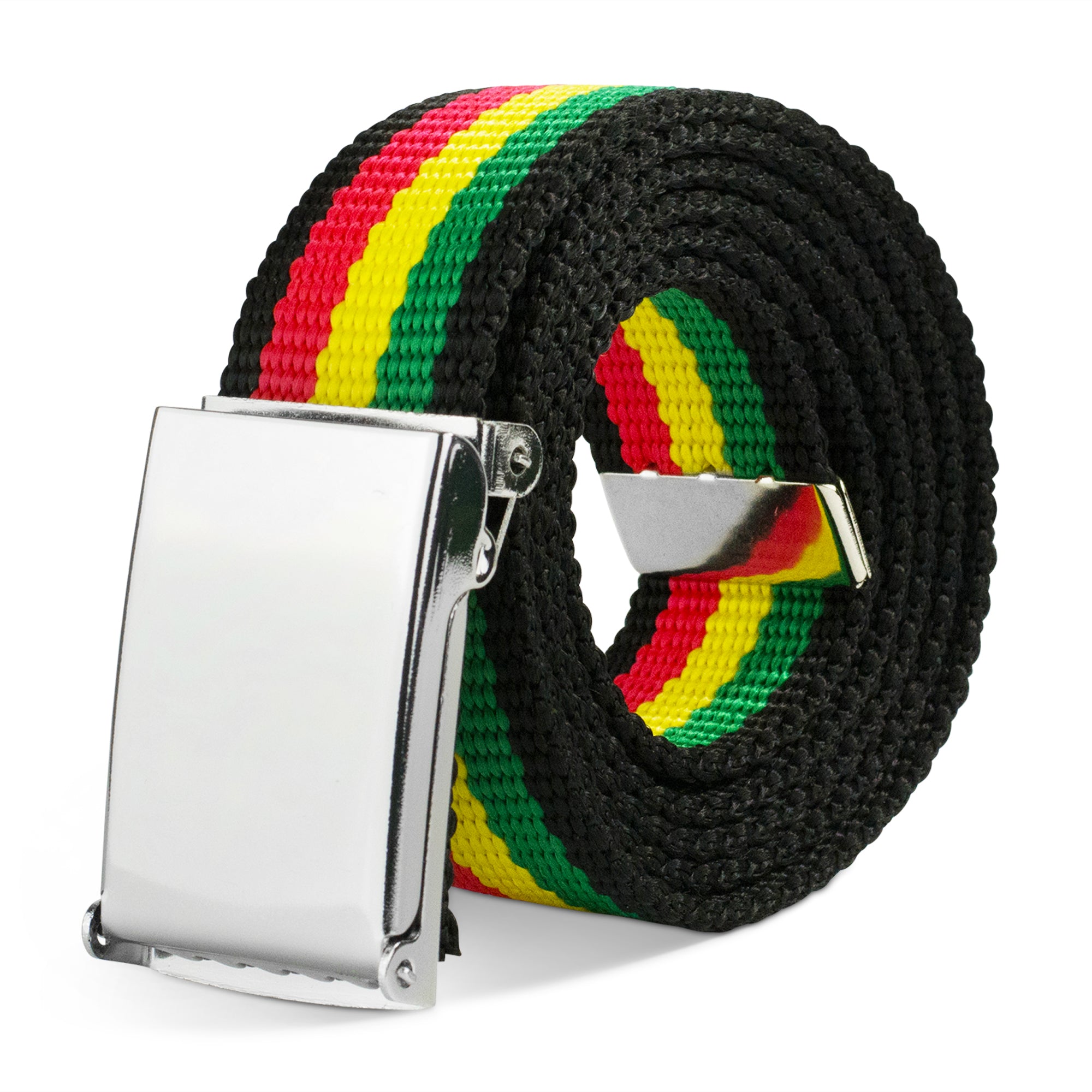 Web Belt Blank Chrome Buckle - Rasta Webbing