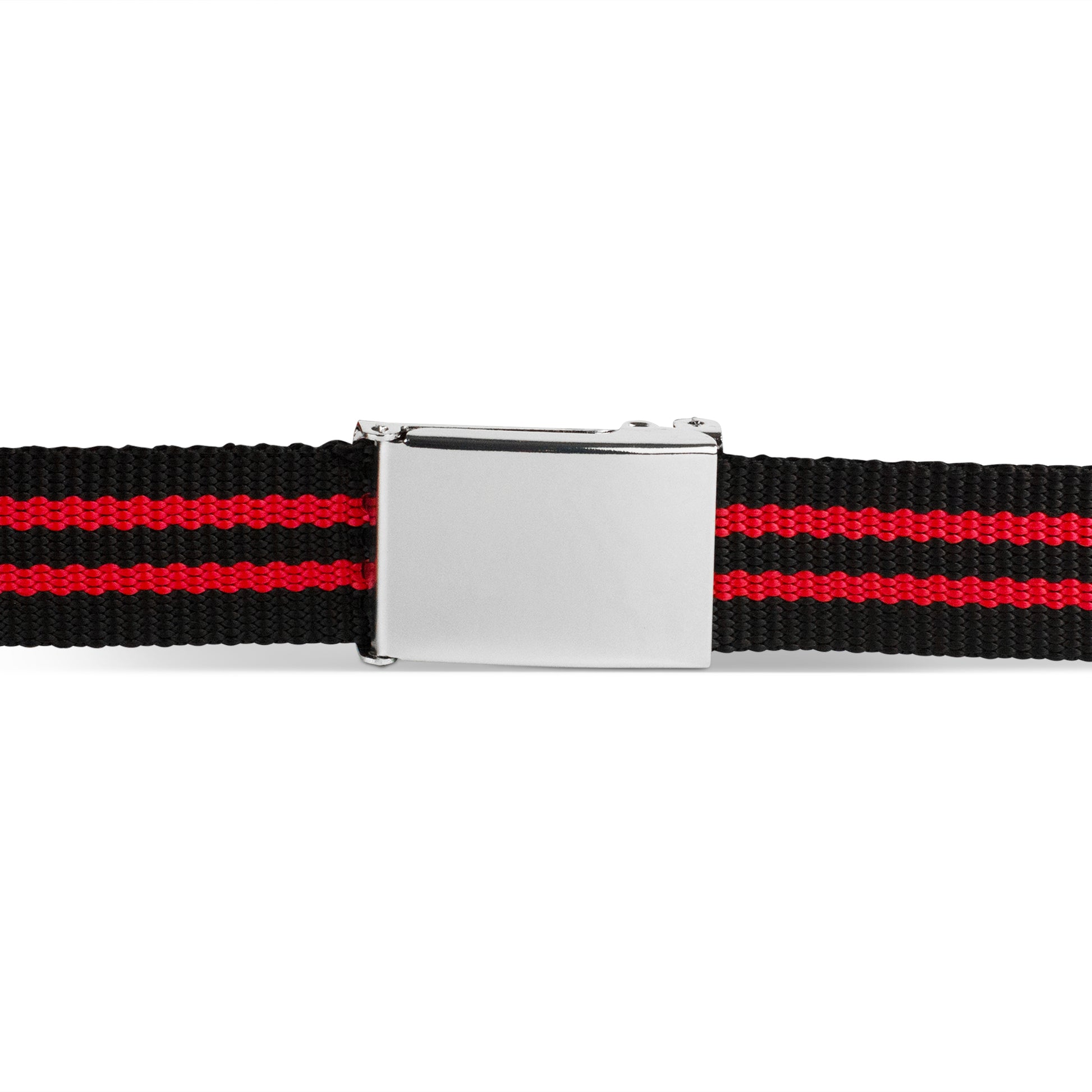 Web Belt Blank Chrome Buckle - Stripe Black/Red Webbing Web Belts Buckle-Down