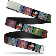 Chrome Buckle Web Belt - THE BIG BANG THEORY Character Blocks w/Logo Webbing Web Belts The Big Bang Theory   