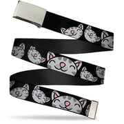 Chrome Buckle Web Belt - Mutli Soft Kitty Face Black Webbing Web Belts The Big Bang Theory   