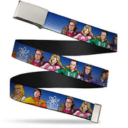 Chrome Buckle Web Belt - The Big Bang Theory Superhero Characters Group Blue Dot Fade Webbing Web Belts The Big Bang Theory   
