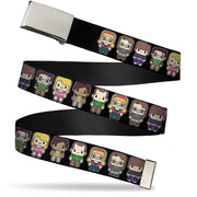 Chrome Buckle Web Belt - Big Bang Theory Chibi Characters Black Webbing Web Belts The Big Bang Theory   