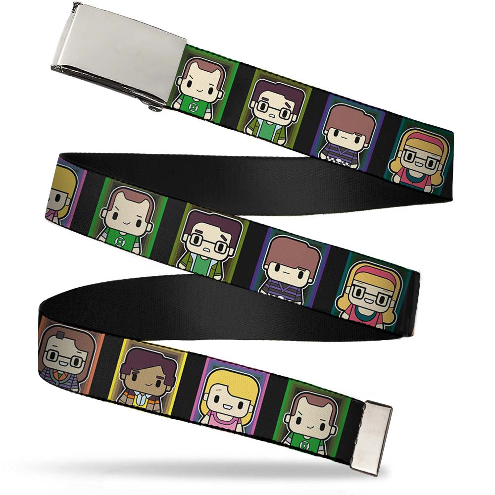 Chrome Buckle Web Belt - Big Bang Theory Chibi Character Blocks Webbing Web Belts The Big Bang Theory   