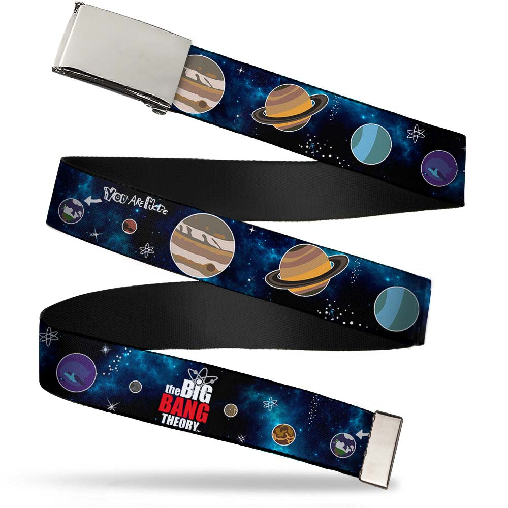Chrome Buckle Web Belt - THE BIG BANG THEORY Planets/Space Webbing Web Belts The Big Bang Theory   