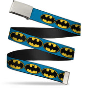 Chrome Buckle Web Belt - Bat Signal-3 Blue/Black/Yellow Webbing Web Belts DC Comics   