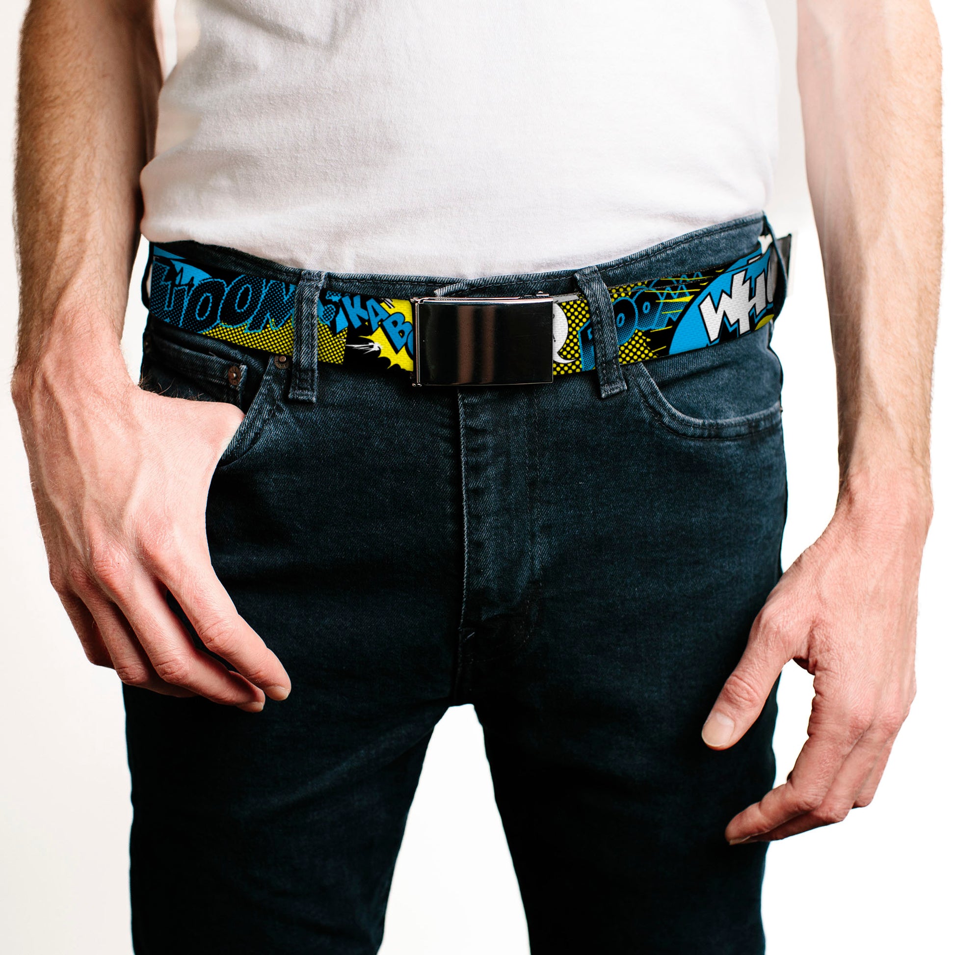 Chrome Buckle Web Belt - Batman Scene1 Webbing Web Belts DC Comics   