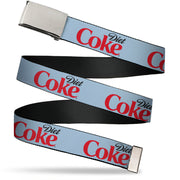 Web Belt Blank Chrome Buckle - DIET COKE Logo Light Gray/Black/Red Webbing Web Belts Coca-Cola