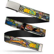Chrome Buckle Web Belt - CATDOG Characters Running Webbing Web Belts CatDog