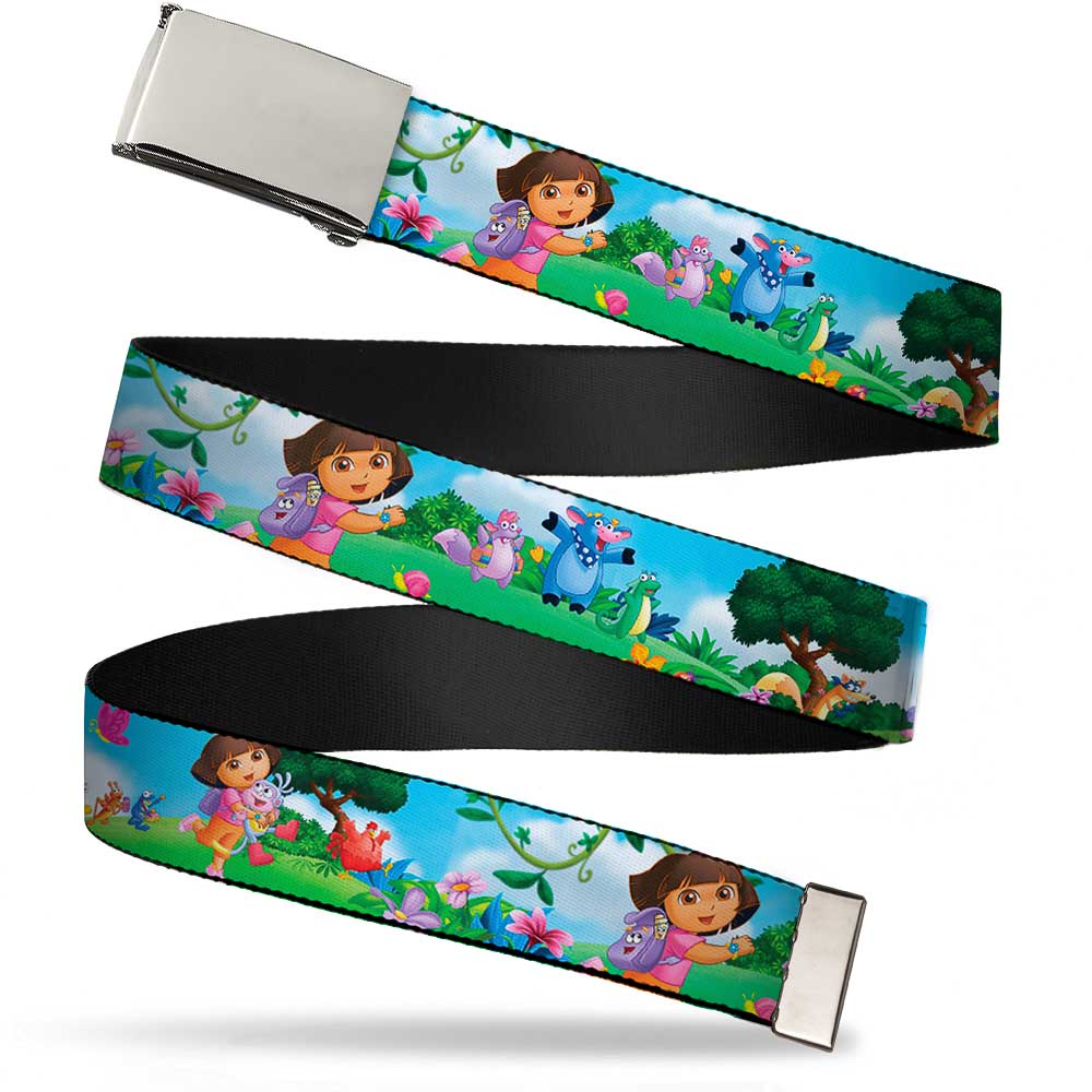 Chrome Buckle Web Belt - Dora Running & Animal Friends Outdoors Webbing Web Belts Dora the Explorer