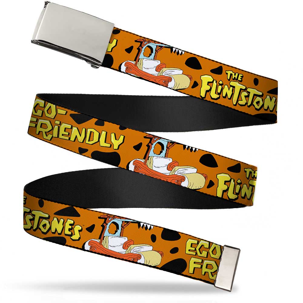 Web Belt Blank Chrome Buckle - Flintmobile/ECO-FRIENDLY Orange/Black Webbing Web Belts The Flintstones   