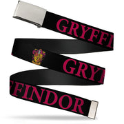 Chrome Buckle Web Belt - Harry Potter GRYFFINDOR & Crest Black/Red Webbing Web Belts Harry Potter