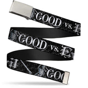Chrome Buckle Web Belt - Harry Potter GOOD VS. EVIL Black/White Webbing Web Belts Harry Potter