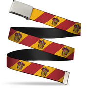 Chrome Buckle Web Belt - GRYFFINDOR Crest Diagonal Stripe Gold/Red Webbing Web Belts Harry Potter