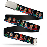 Chrome Buckle Web Belt - Justice League Elite Forces Superheroes Webbing Web Belts DC Comics   