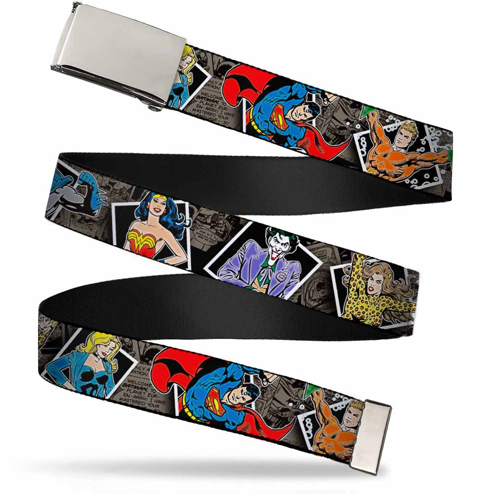 Chrome Buckle Web Belt - DC Originals Vintage Comic Portraits/Comic Scenes Webbing Web Belts DC Comics   
