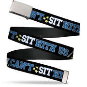 Web Belt Blank Chrome Buckle - Mean Girls YOU CAN'T SIT WITH US Varsity Blues/White/Yellow Webbing Web Belts Mean Girls