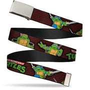 Chrome Buckle Web Belt - Classic TEENAGE MUTANT NINJA TURTLES Battle Poses/Group Pose7 Webbing Web Belts Teenage Mutant Ninja Turtles