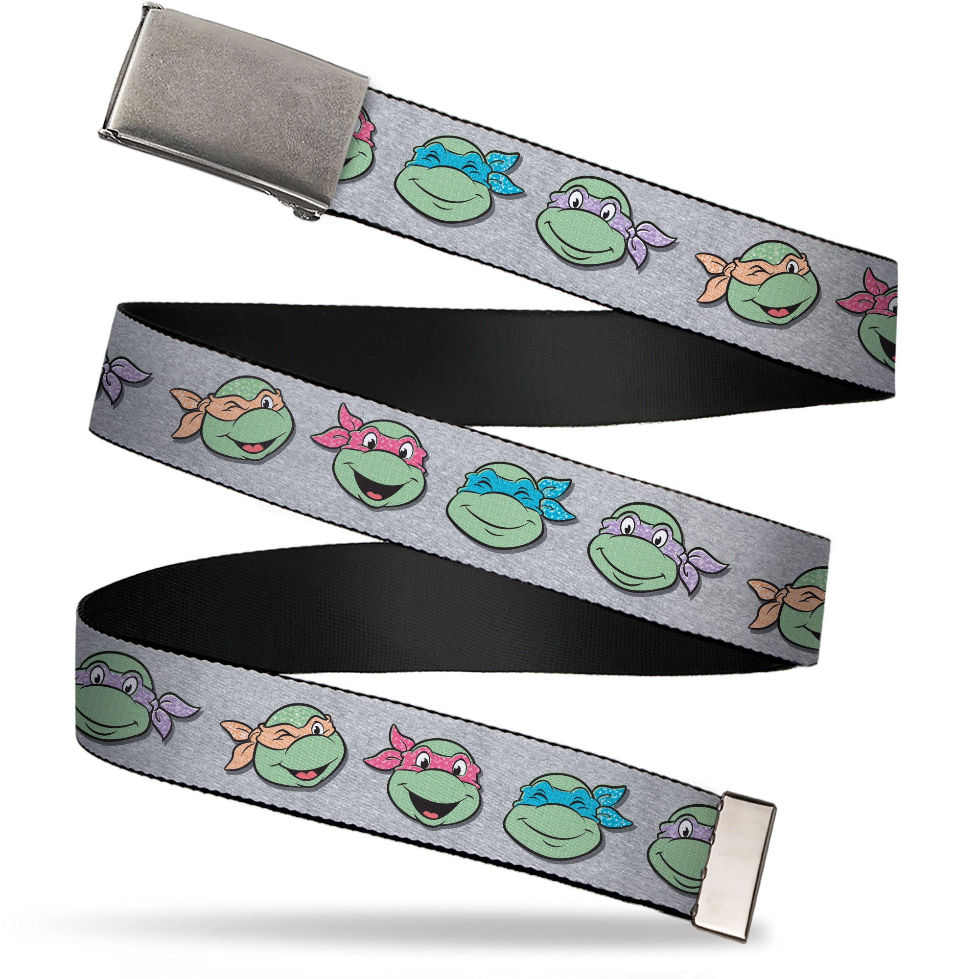 Web Belt Blank Chrome Buckle - Teenage Mutant Ninja Turtles Expressions Gray Webbing Web Belts Teenage Mutant Ninja Turtles