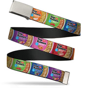 Chrome Buckle Web Belt - Top Ramen Vivid Flavor Blocks Multi Color Webbing Web Belts Nissin