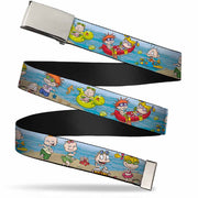 Chrome Buckle Web Belt - Rugrats Beach Play Scene Webbing Web Belts Rugrats
