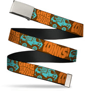 Web Belt Blank Chrome Buckle - ZOINKS!/LIKE WOW!/The Mystery Machine Brown/Baby Blue Webbing Web Belts Scooby Doo