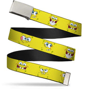 Chrome Buckle Web Belt - SpongeBob Expressions Yellow Webbing Web Belts SpongeBob SquarePants