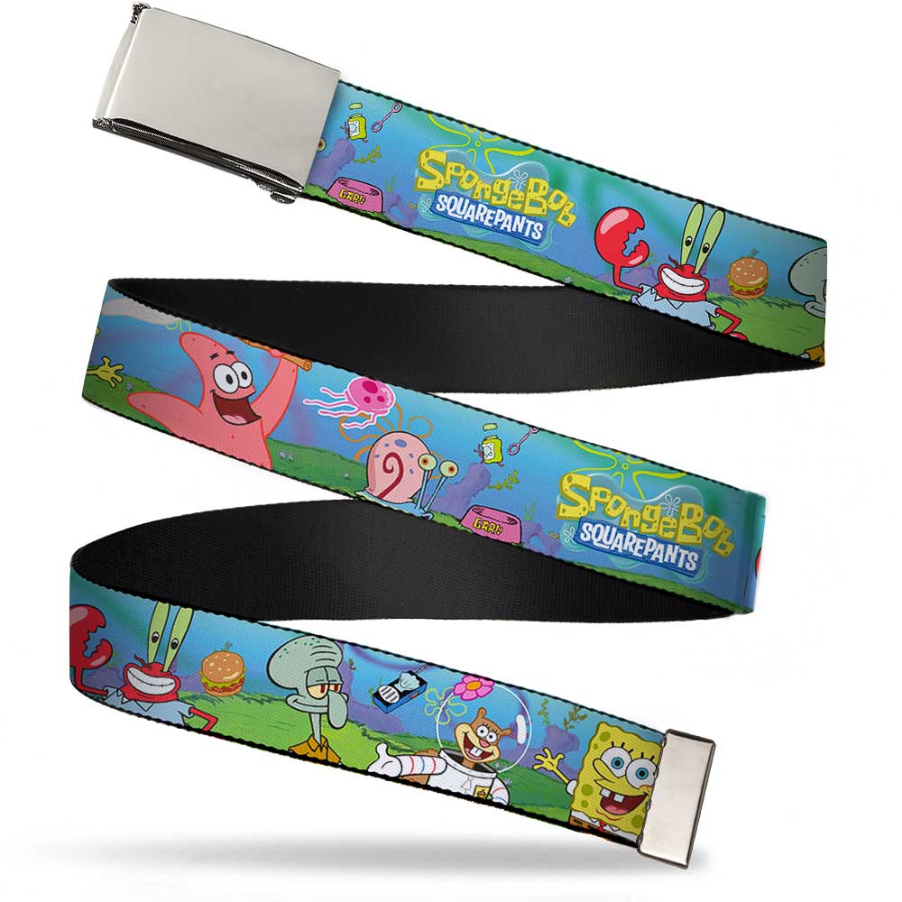 Chrome Buckle Web Belt - SpongeBob and Friends/Logo Webbing Web Belts SpongeBob SquarePants