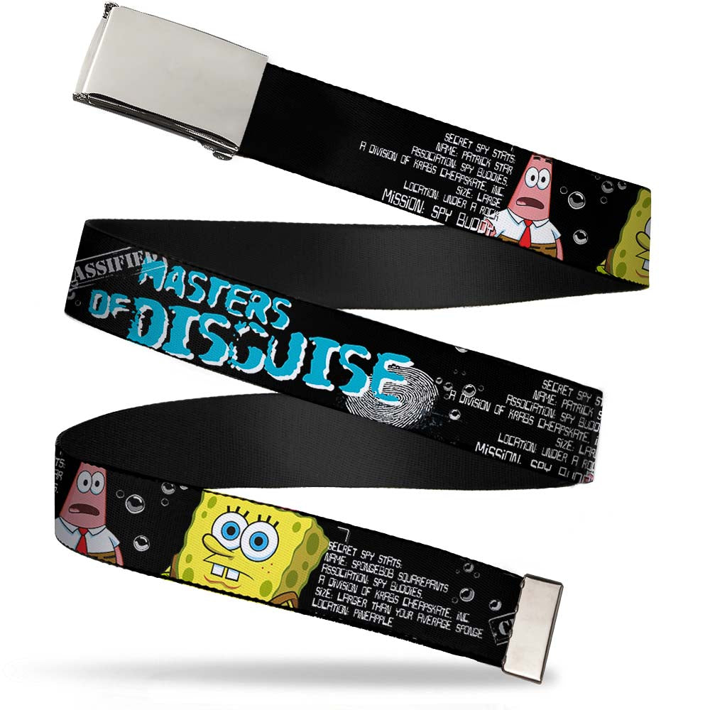 Chrome Buckle Web Belt - SpongeBob & Patrick Starfish/Spy Profile MASTERS OF DISGUISE Webbing Web Belts SpongeBob SquarePants