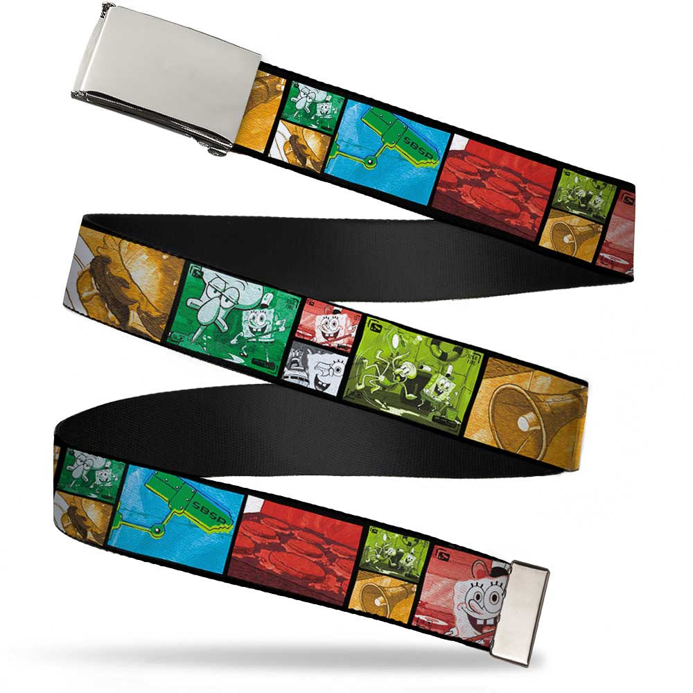 Chrome Buckle Web Belt - Krusty Krab's Cam Scene Blocks Webbing Web Belts SpongeBob SquarePants
