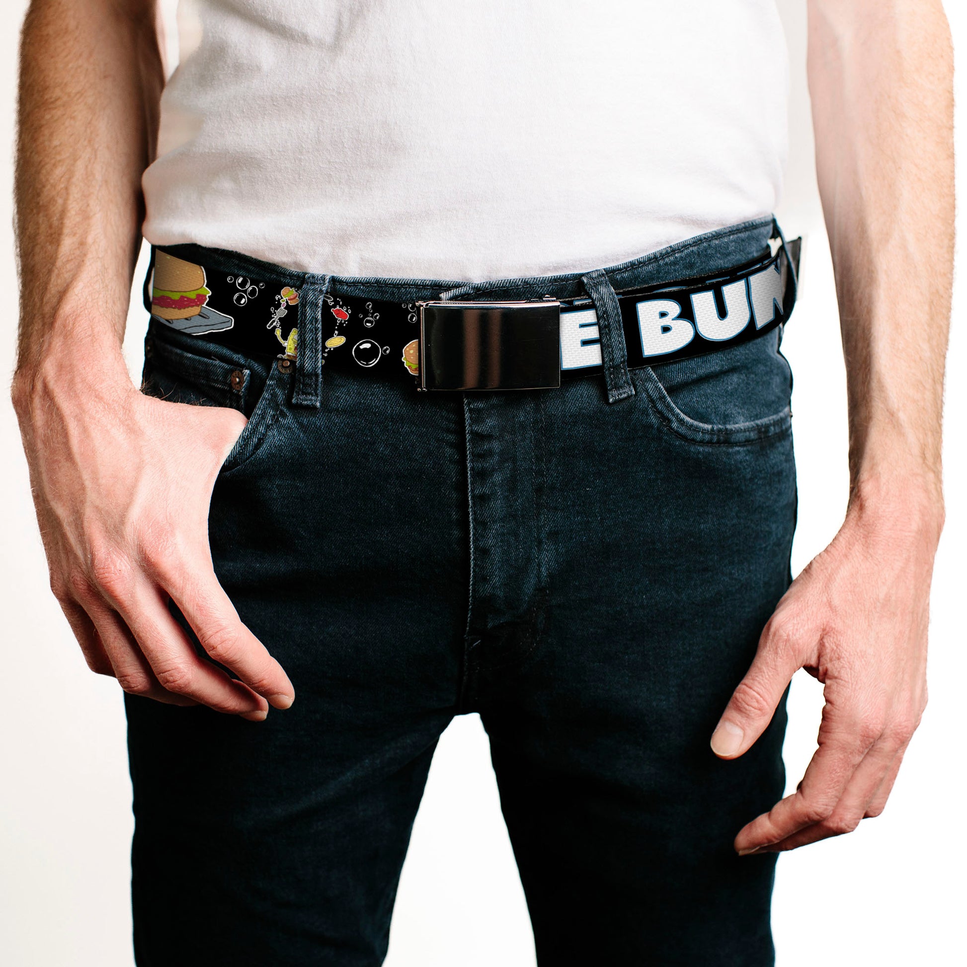 Chrome Buckle Web Belt - SpongeBob & Krabby Patty NICE BUNS Webbing Web Belts SpongeBob SquarePants